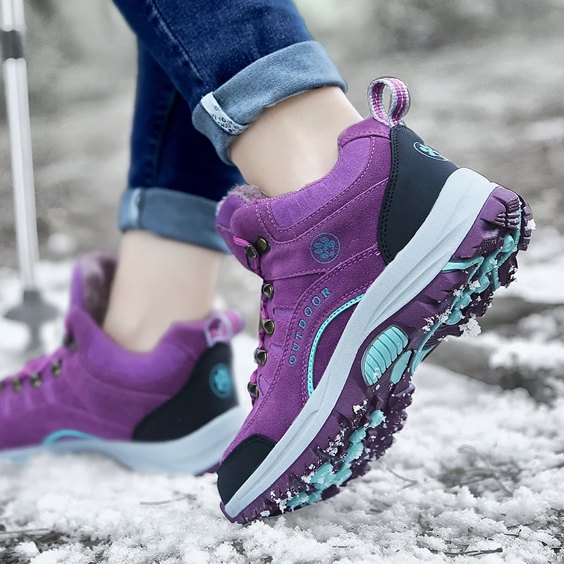 New Winter Leisure Outdoor Men Sneakers High Quality Non-slip Man Woman Climbing Hiking Shoes Trekking Snow Boots Plus Size36-49
