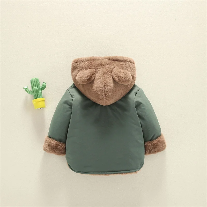 Baby Cotton Coats Infant Winter Jacket Boys Girls Fleece Hooded Outerwear Children Windproof Parkas