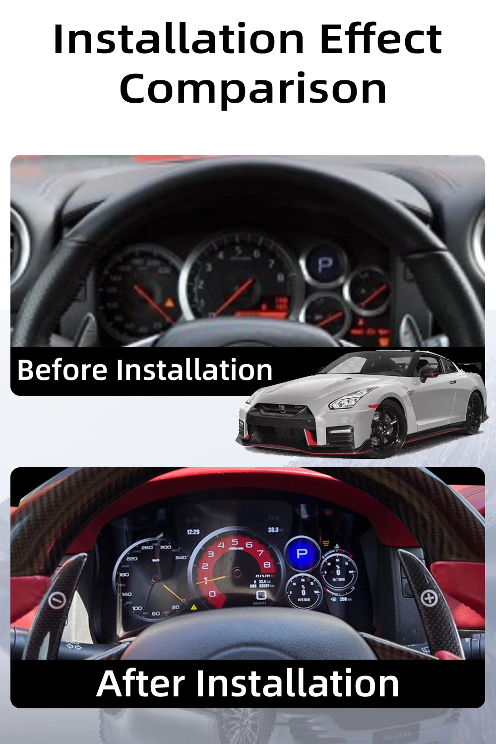 Digital Instrument Cluster For Nissan GT-R 2009–2017 Speedometer 12”HD screen192
