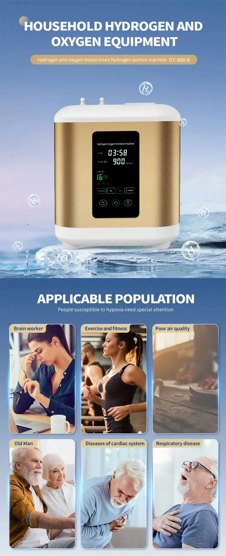 Description Picture 4 of itemHome Use PEM HHO Therapy Hydrogen H2 Generator Inhaler 600ML/900ML 99.99% Pure Oxyhydrogen Inhalation Therapy Machine