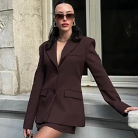 Women Elegant Blazer Chic Slim Lapel Long Sleeve Jackets 2025 Spring V Neck Buttons Cinch Waist Women's Jacket Office Lady Coat