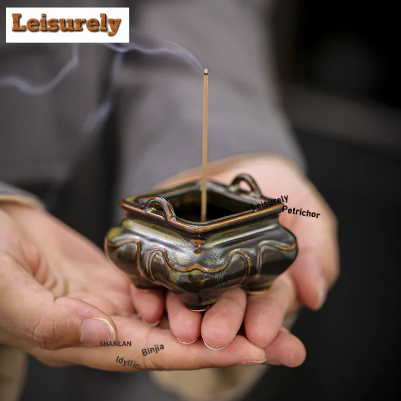 Ancient Style Square Incense Holder Antique Diffuser Incense Burners Meditation Scented Aromatic Candles Censer Cafes Ornaments