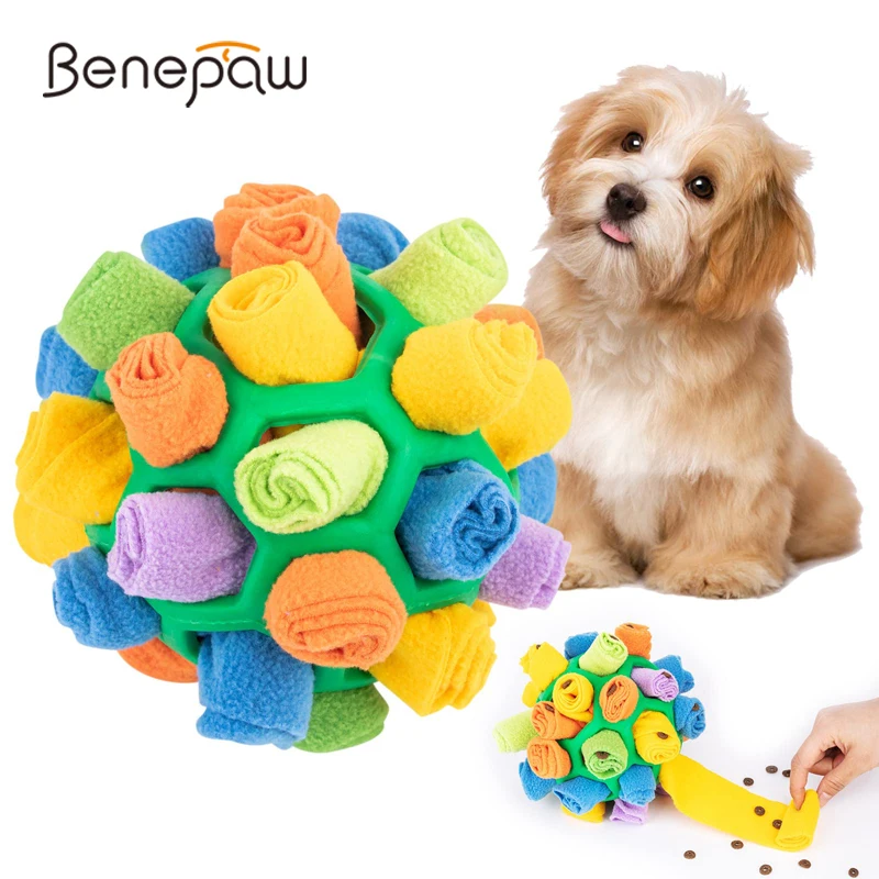

Benepaw Bite Resistant Pet Snuffle Ball Safe Food Dispensing Puppy Dog Toy Interactive Encourage Natural Foraging Skill Training