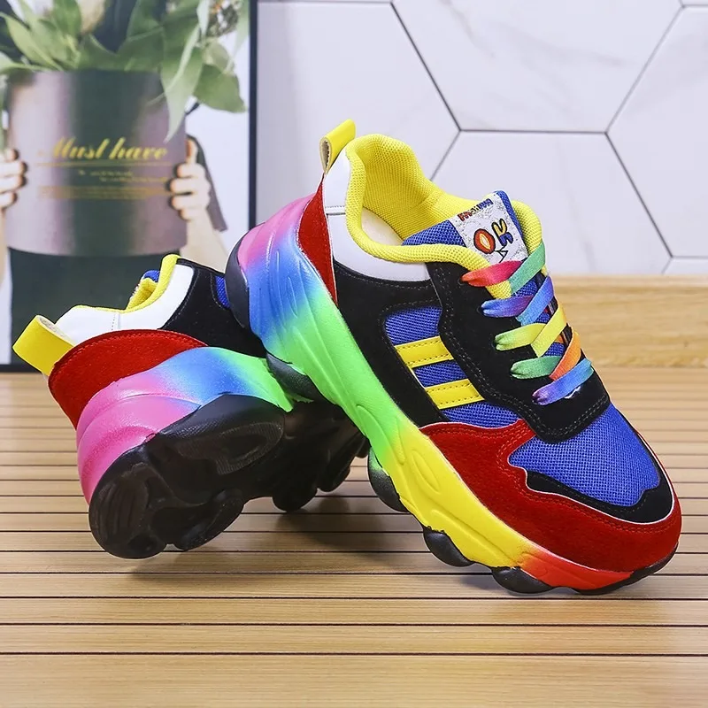 Customizable Women's Colorful Platform Sneakers – Fashionable, Comfortable, Breathable