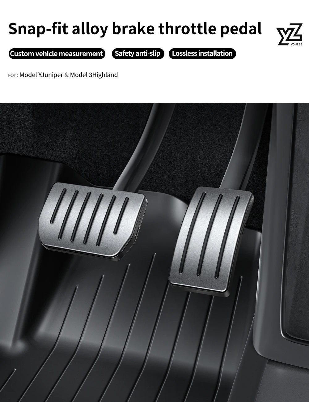 For New Tesla Model 3 Y Juniper Highland 2019-2025 Foot Pedals Snap-fit Install