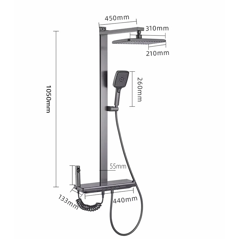 New Design Digital Display Shower System Bathroom Rainfall Temperature LED Shower Full Set Bathtub Waterfall Showers Faucet Suit 6