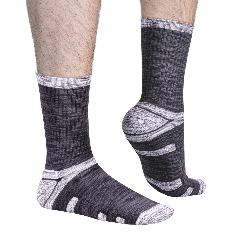 YUEDGE 5 Pairs Mens Thick Winter Thermal Warm Socks Moisture Wicking Cottom Cushioned Crew Work Socks For Men Size 37-46