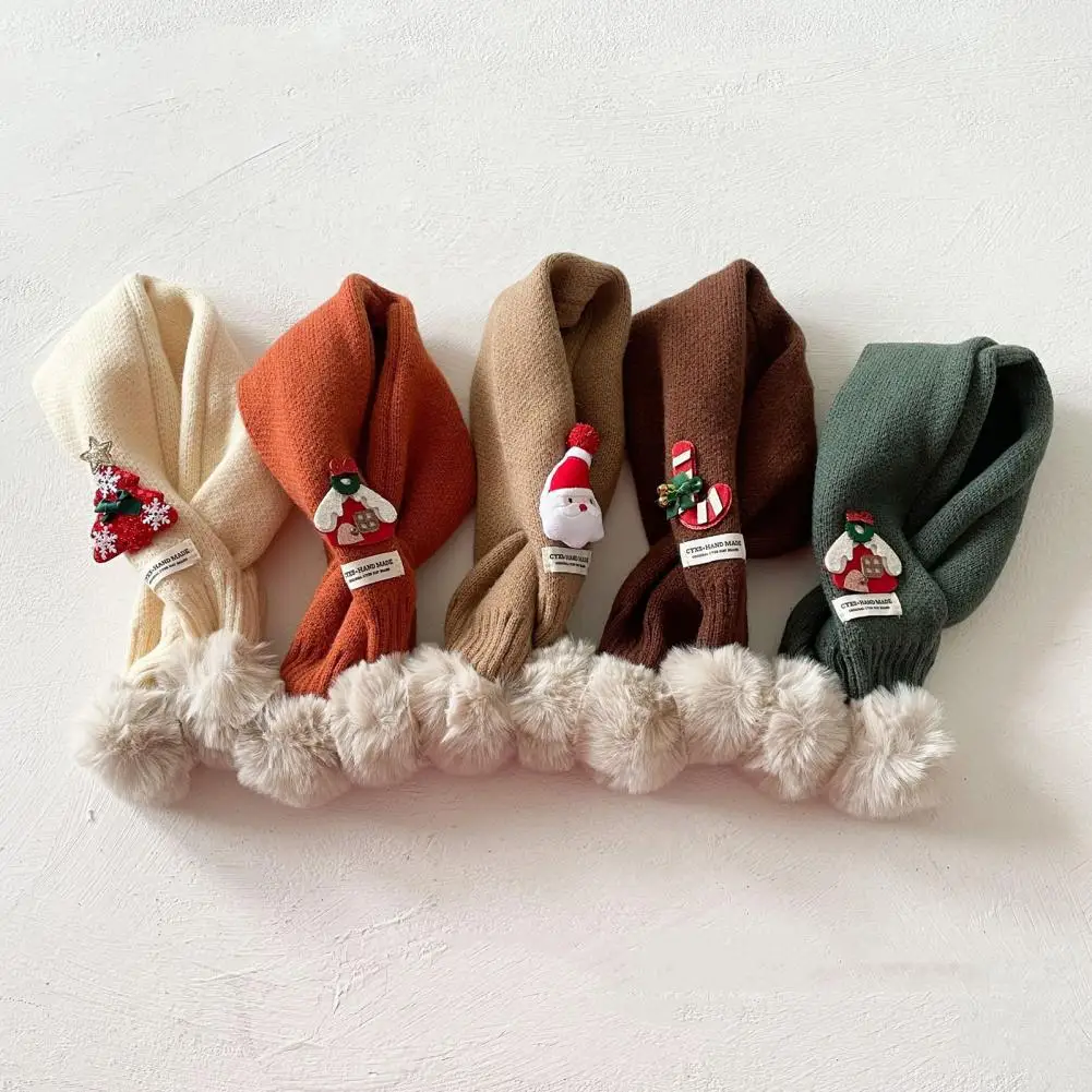 

Christmas Children Scarf Cozy Winter Scarves for Kids Christmas Tree Elk Knitting Velvet Woolen Antlers Decor Outdoor Warmth