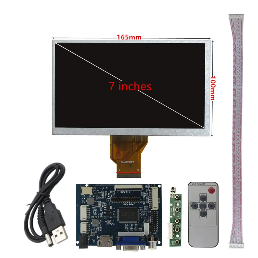 7 인치 AT070TN90 94 모니터 키트 HDMI + VGA + 2AV 제어 드라이버 보드 Lattepanda Raspberry Pi 바나나 파이 PC 용 TN LCD 스크린 디스플레이