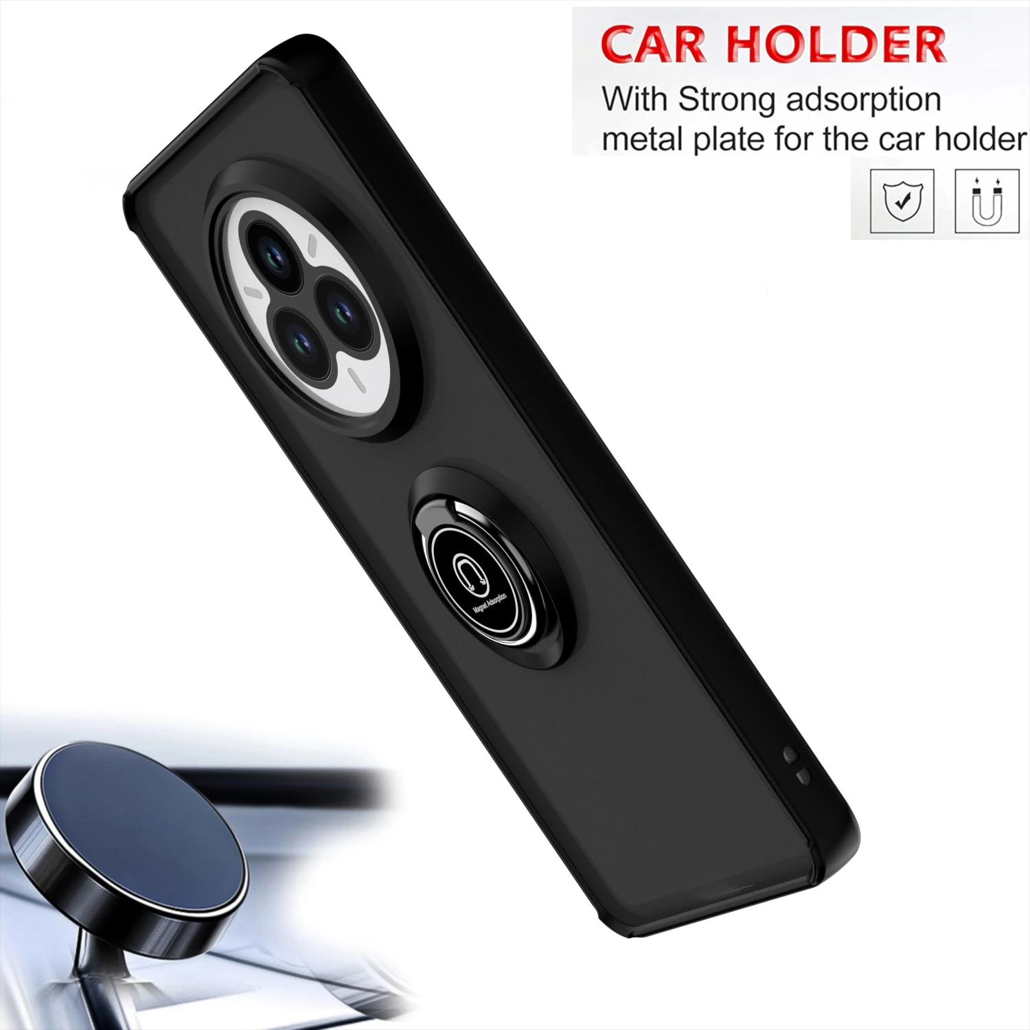Armor Matte Shockproof Case with Ring Magnetic Stand Holder