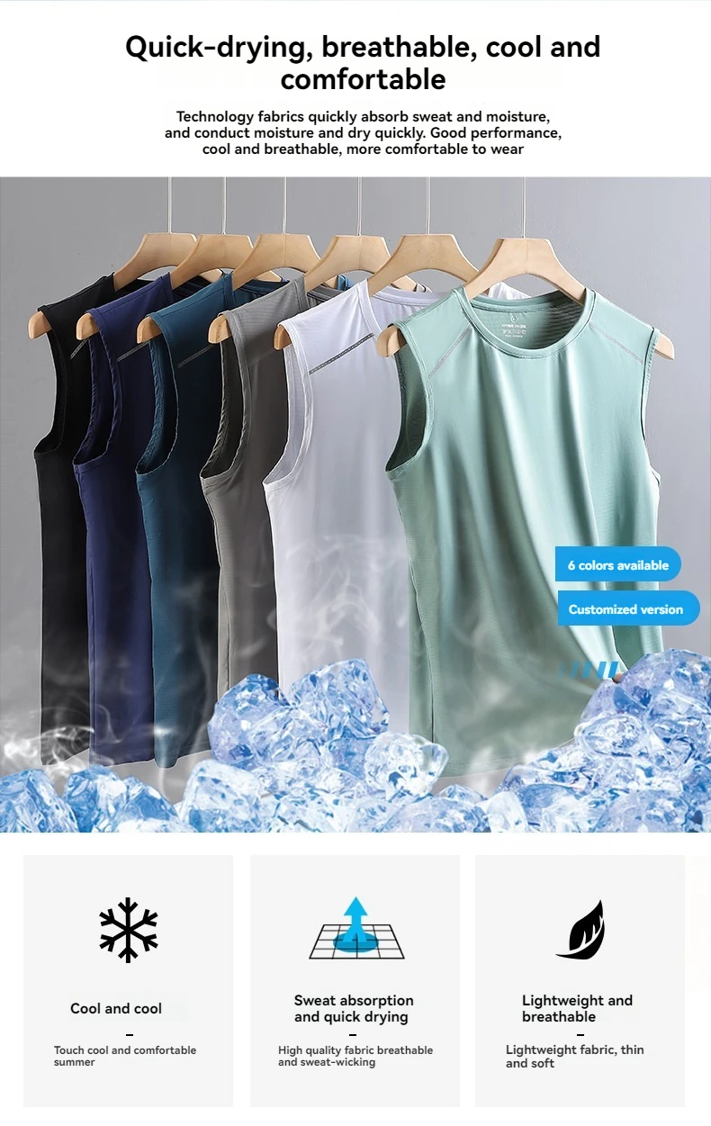 Men's Sleeveless T-Shirt - Breathable Summer Shirt | Quick Drying Ice Silk Fabric