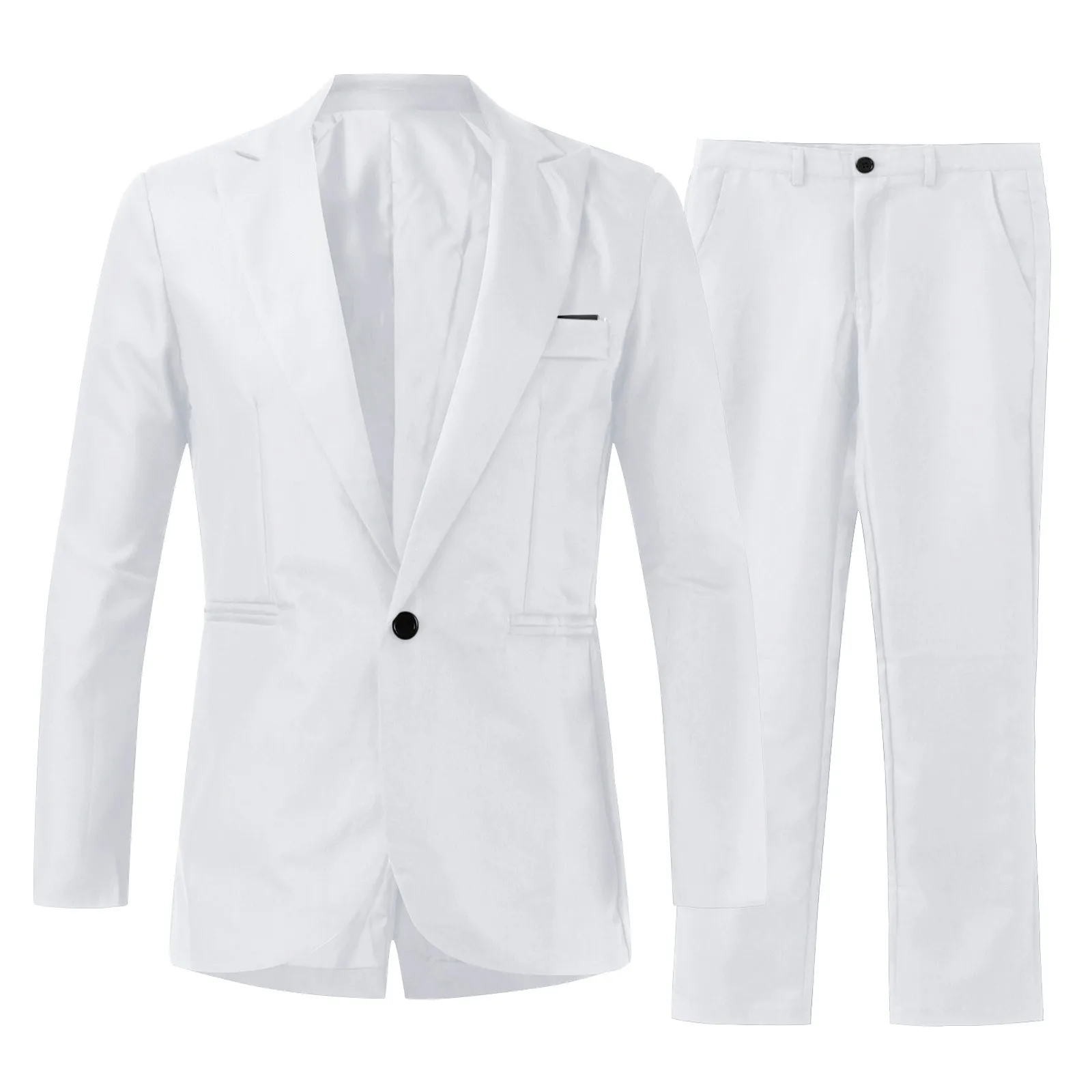 Elegant Suit Men 2 Pieces Set Solid One Button Slim Fit Lapel Gentleman's Suit Formal Jacket Business Men Clothes Best Man Coat