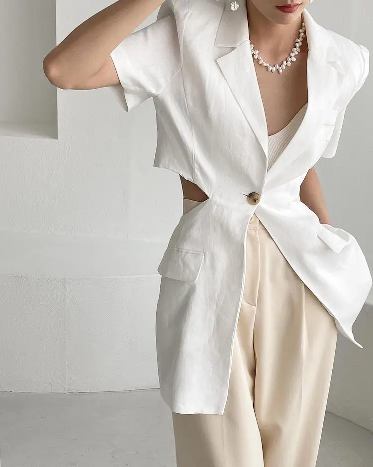 

Elegant OL Blazers Women Casual Single Breasted Suits 2023 Summer Blazers Jackets Work Coat Fashion Coats Korean Female X800