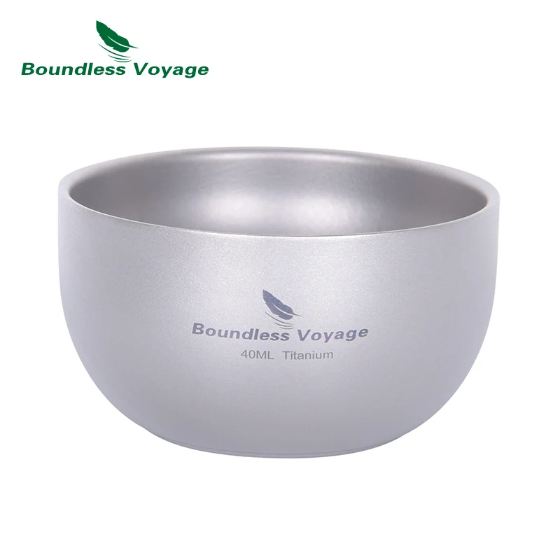 Boundless Voyage Sake Cup Titanium Double Wall Mini Drink Teacup Coffee Mug Lightweight Stackable Teaware 18g Ti3204D