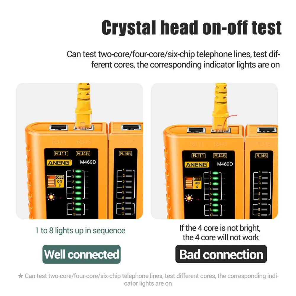 Zoerax-rede Cabo Tester Lan Tester Ferramenta de Rede Rj45 Rj11 Rj12 Cat5 Utp - Imagem 2