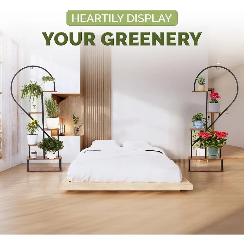 Metal Plant Stand, Heart Shape Ladder Plant Stands for Indoor Plants Multiple, Black Shelf Rack for Home Patio Lawn Garden