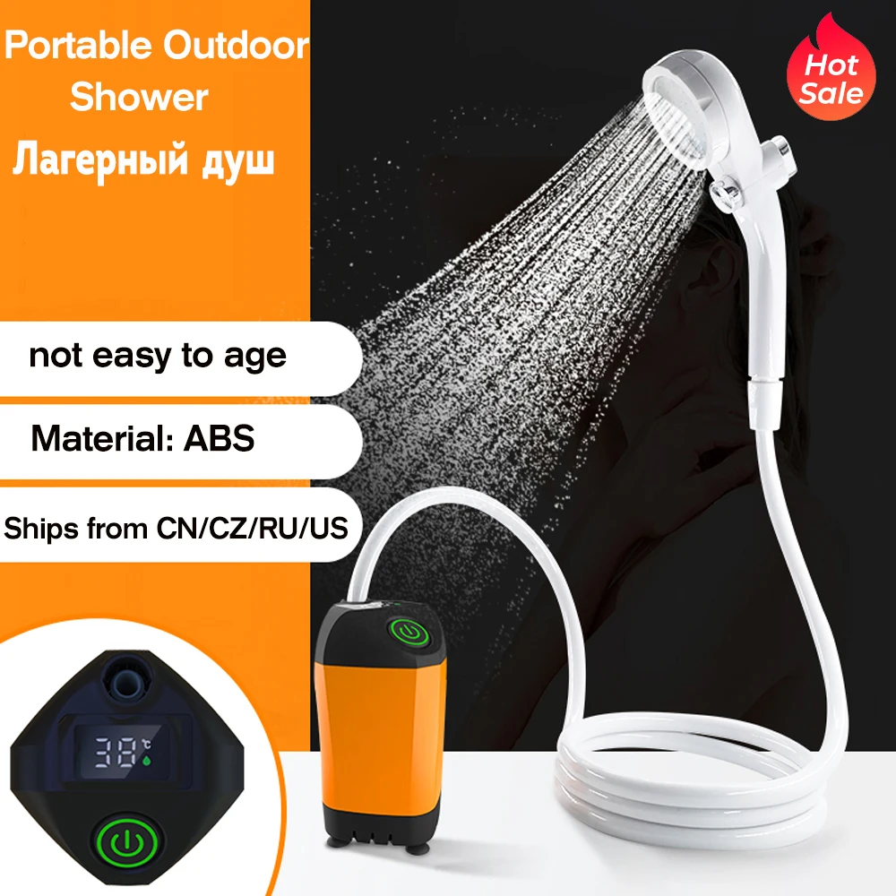 Outdoor Camping Shower Portable Electric Shower Pump Ipx7 Waterproof & Digital Display For