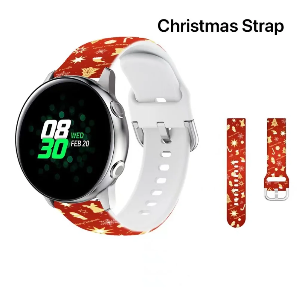 Festive Christmas Style Silicone Wristband - 20mm/22mm Adjustable Strap