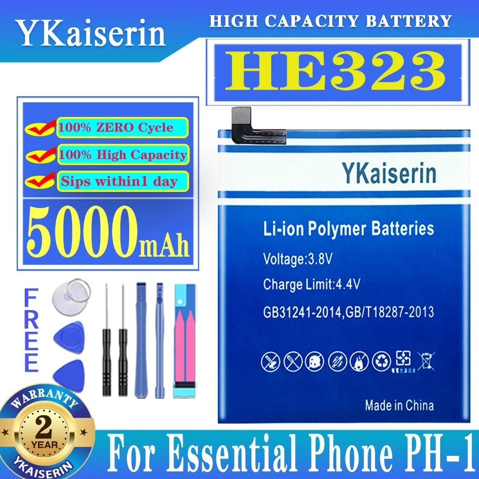 

YKaiserin 5000mAh HE323 HE 323 Battery For Essential PH-1 Mobile Phone Battery + Free Tools