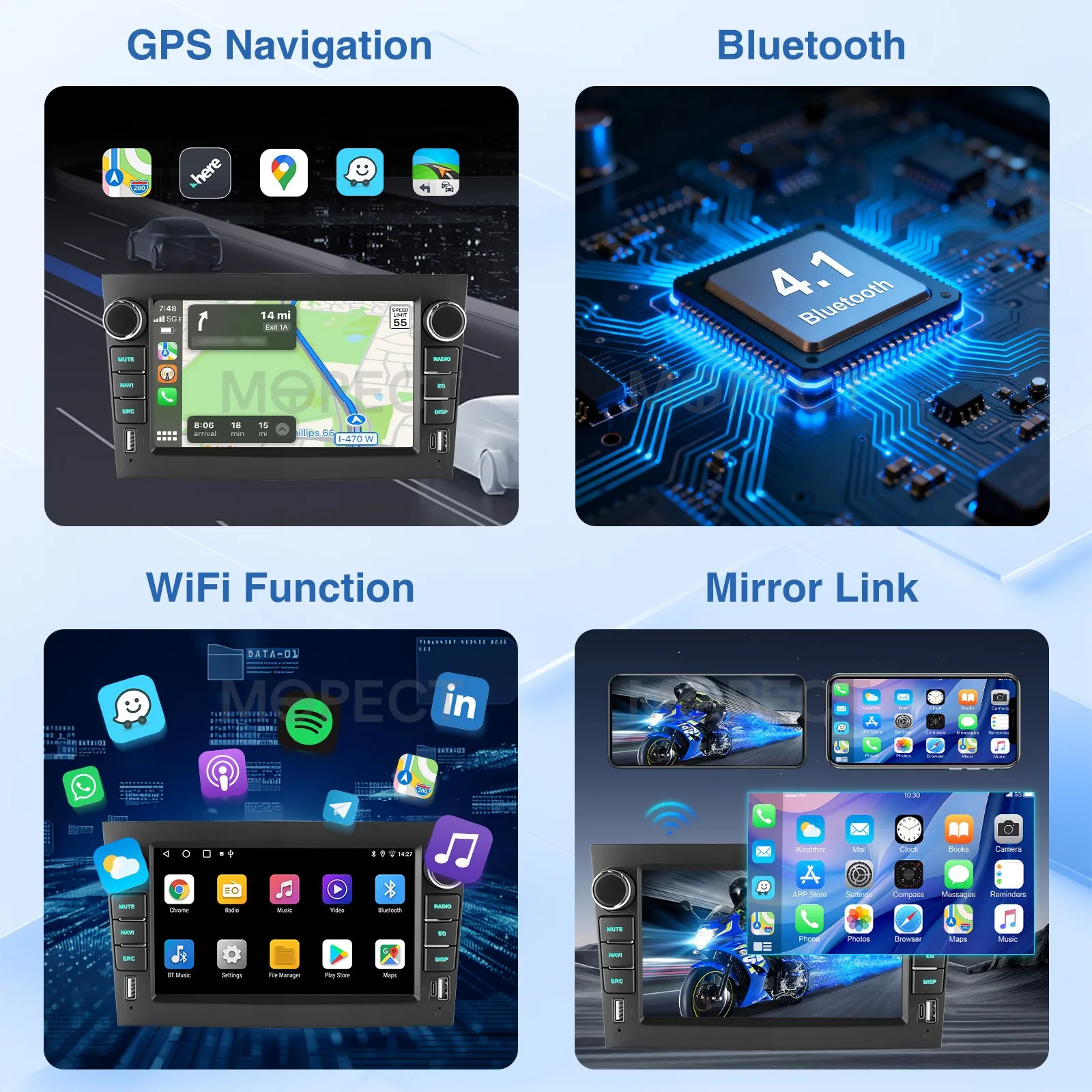 Radio estéreo para coche MOPECT de 7 pulgadas, 4+64G, para Opel Astra, Antara, Vectra, Corsa, con Android 15, Carplay, USB, GPS, navegador, pantalla táctil, WiFi, DAB y cámara. 4