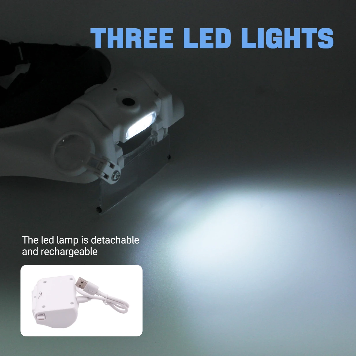유지보수용 돋보기 1.5x-8x 렌즈 USB 충전식 LED 납땜용 보석 수리 시계 제작자 교체 가능 렌즈