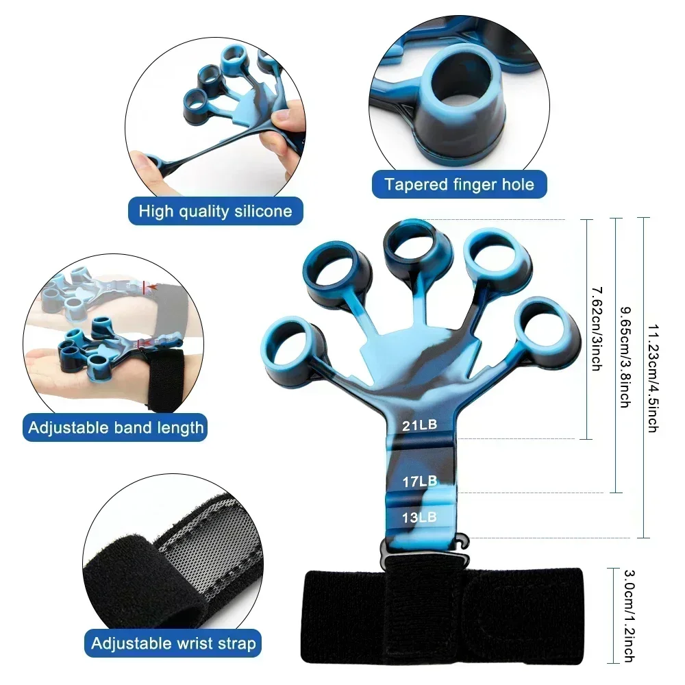 Expansor de mano de 6 resistencias para entrenamiento y ejercicio, agarre de dedo para deporte, gimnasio, accesorios de entrenamiento y ejercicio, Gripster Fitness