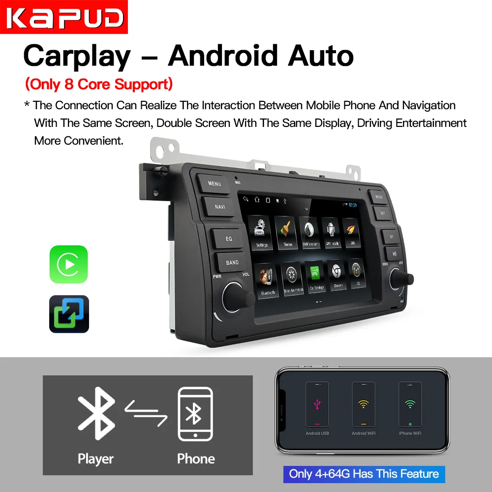 Kapud 7 Android 11 Navigation Radio For BMW 3 E46 Car Stereo Multimedia  318/320/325/