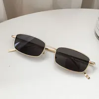 Lunettes de soleil rectangulaires pour hommes et femmes, petites lunettes de soleil de conduite carrées Vintage, marque de luxe, monture métallique 4