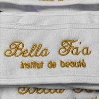 AHSNME 10pcs Customize Logo White Hair Band Beauty Salon Towel Bathroom Monogram Letters Spa Headbands Microfibre Towels 2