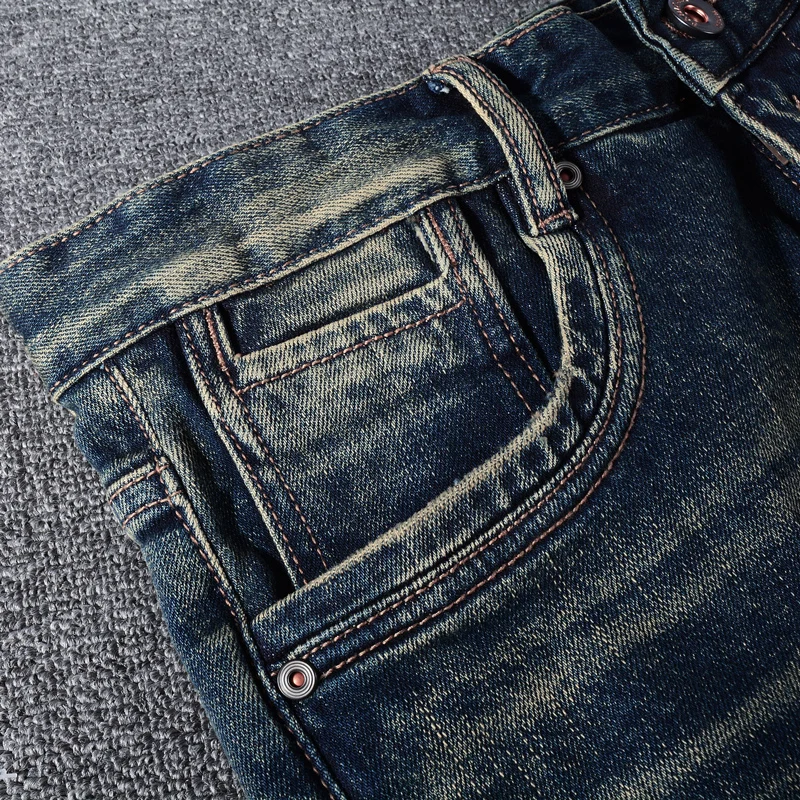 Summer Fashion Designer Men Jeans Retro Black Blue Elastic Patchwork Slim Ripped Jeans Homme Embroidery Vintage Denim Shorts Men