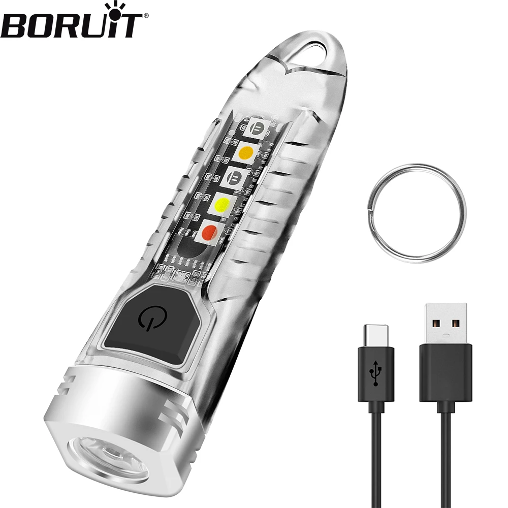 BORUIT V15 Mini Linterna, 1200 Lumen Linterna LED Recargable, 80° Rotación Con 10 Modos, Impermeable IP67, Cola Magnética, Para Emergencias De