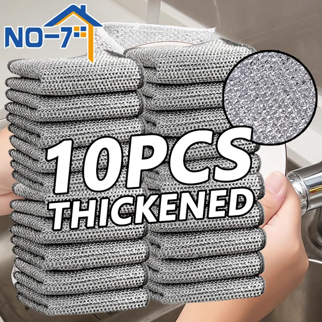 10pcs Multipurpose Wire Dishwashing Rags for Wet and Dry Kitchen Washcloths  Strong Absorbent Wire Dish Towels Cleaning Accessory - AliExpress