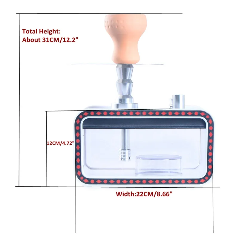Acrylic Square Hookah with Double Hose and LED Light Bongs in Australian