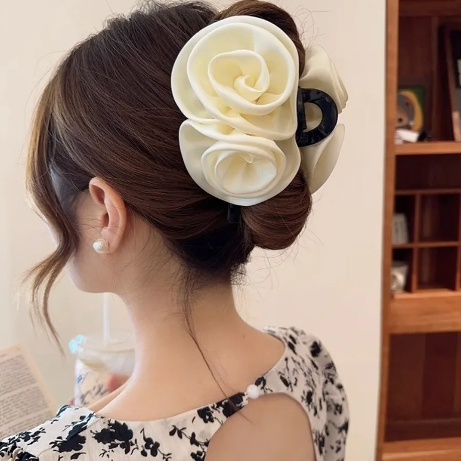 Rosa Satin Grip Large Shark Clip Elegante Finitura Di Alta Qualità Accessori Per Capelli Pinzas Para El Cabello Muslimex C13A.