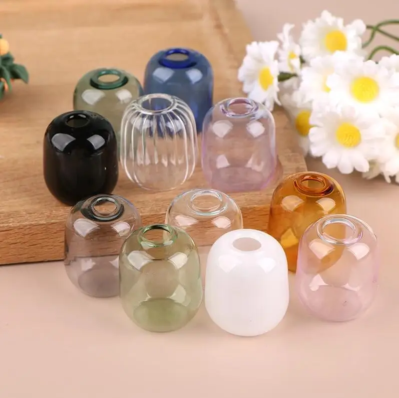 1/2X 1:12 Dollhouse Miniature Glass Vase Wishing Flowerpot Flower Arrangement For Doll House Garden Decor Kids Pretend Play Toys