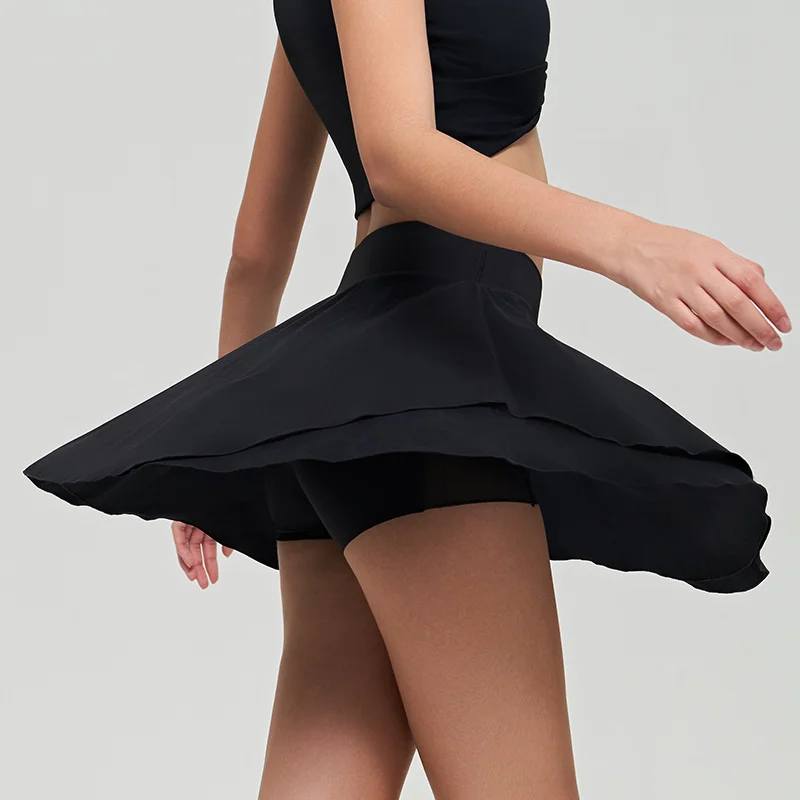 New Anti-exposure Two-piece High Top Sports Short Skirt Summer Women's Badminton Breathable Fitness Nude Feel