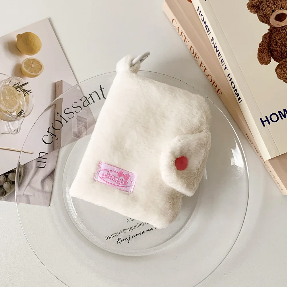 New Girl Style Kawaii Coin Pouch Ins Cute Plush Candy Color Card Holder Mini Air Pods Organizer Keychain Decoration