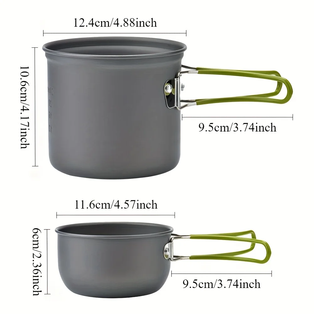 Camping Cookware Set Portable Cookware Kit Outdoor Survival Pot Cooking Tool Set Stainless Pot Nature Hike Picnic Equipment