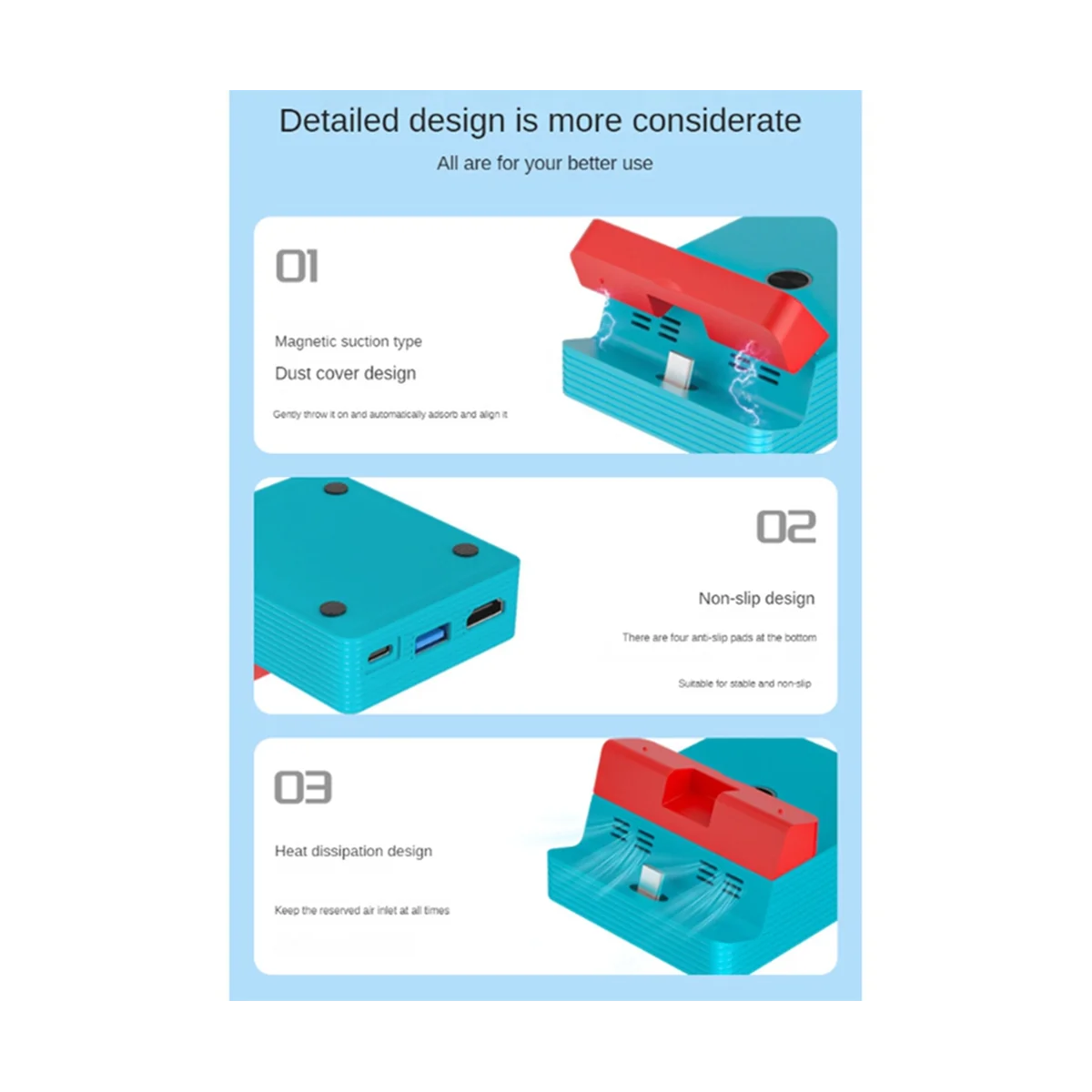 Per Switch Magnetic Casting Dock Nintendo Ns Oled Host Hdmi-Compatibile Casting Base Di Ricarica Portatile A 3 Porte, A