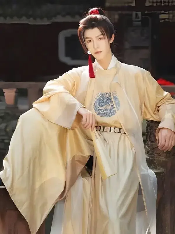 

Оригинальный китайский халат Hanfu Ming с широким рукавом и круглым вырезом для мужчин и женщин с одинаковой традиционной одеждой