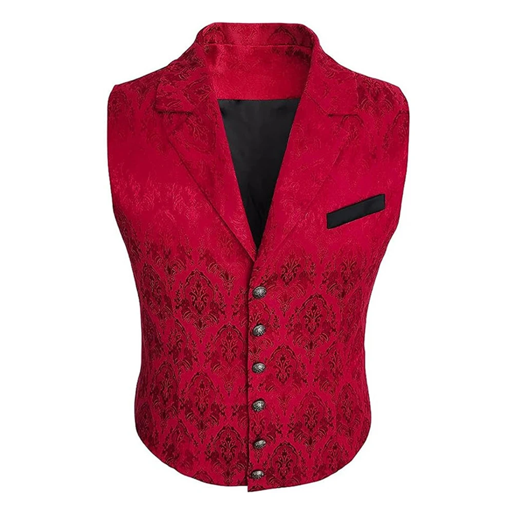 

Mens Paisley Suit Waistcoat Casual Formal Wedding Vest Slim Fit Business Smart Casual Vest for Men Sleeveless Red and Blue