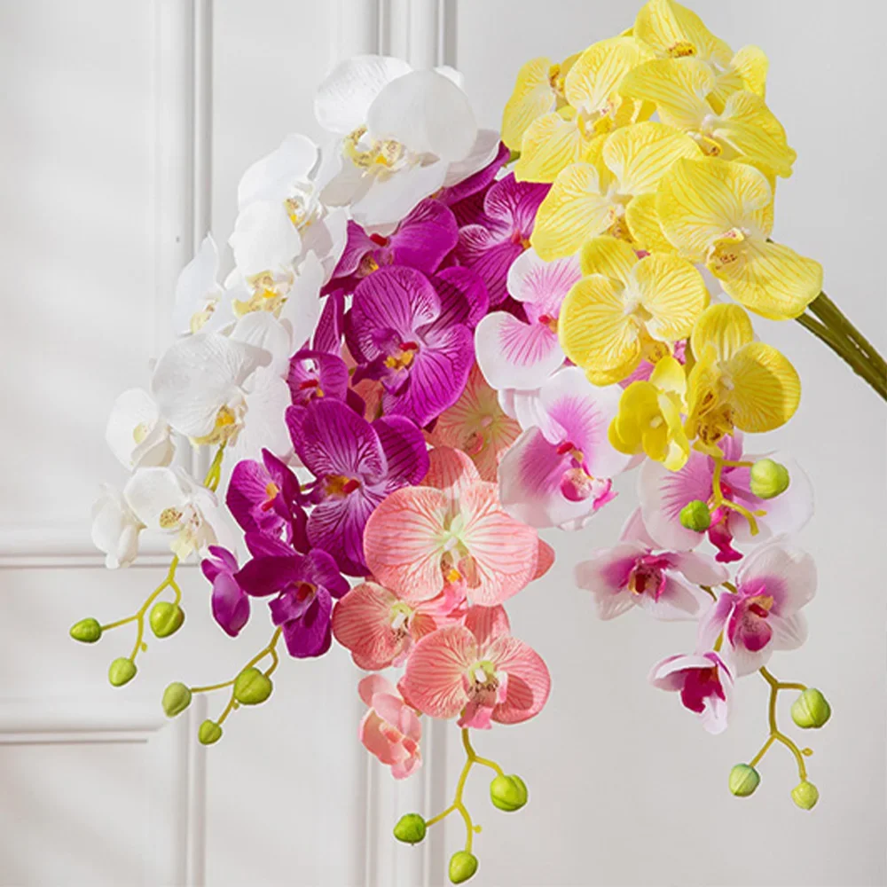 Artificial Flower 69cm Phalaenopsis Real Touch Faux Orchid Stems for Floral Arrangement Wedding Party Home Decoration