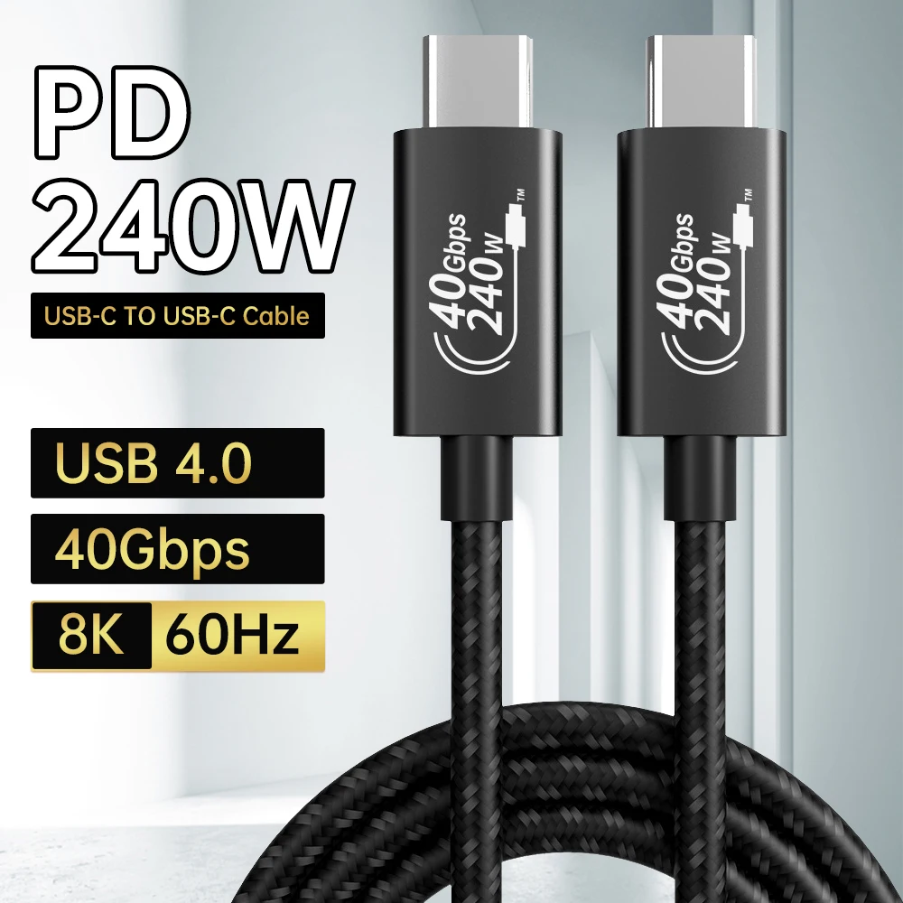 

USB 4.0 PD 240W USB C to Type C 5A 40Gbps High Speed Transfer Fast Charging Data Cable 8K 60Hz Charger Adapter for Macbook Pro