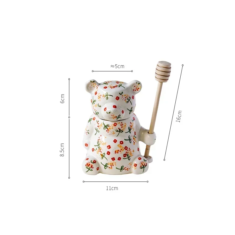 Ceramic Cute Bear Honey Jar with Lid Candy Storage Jar For Kitchen Honey Spoon Tea Storage Box Kitchen Accessory Home Decor Ceramic Storage Jar Spice Storage Box