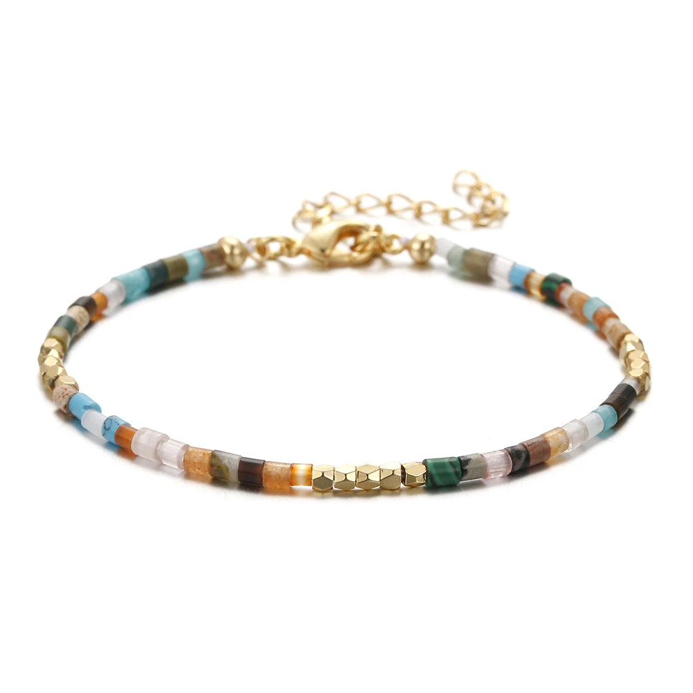 

Enosola Boho Fashion Jewelry Kolye Women 18K Gold Plated Tiger's Eye Semi-precious Natural Stone Bracelet 5 Designs Bohemian