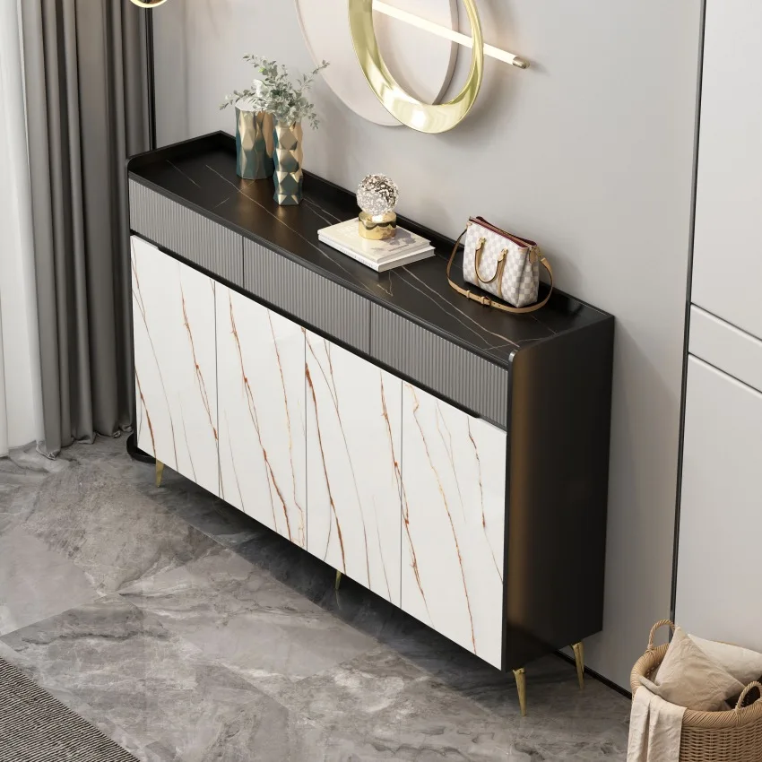 

Italian luxury rock plate storage shoe cabinet simple entrance porch hall cabinet living room large capacity