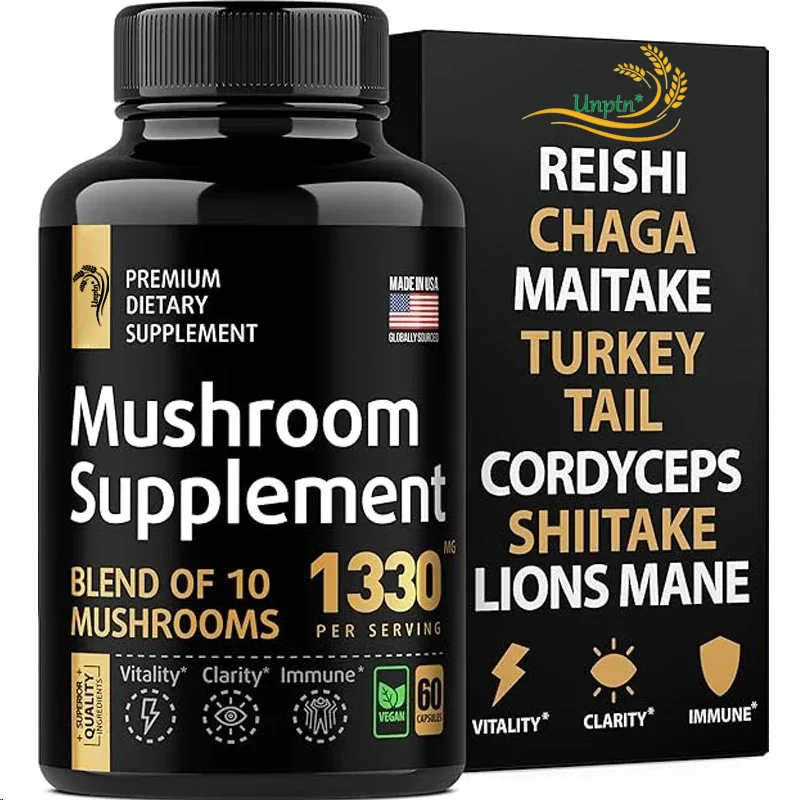 Mushroom Complex Containing Ganoderma Lucidum Turkey Tail White Birch Mushroom Extract And Cordyceps Powder -60 Capsules mushroom complex capsules health supplement