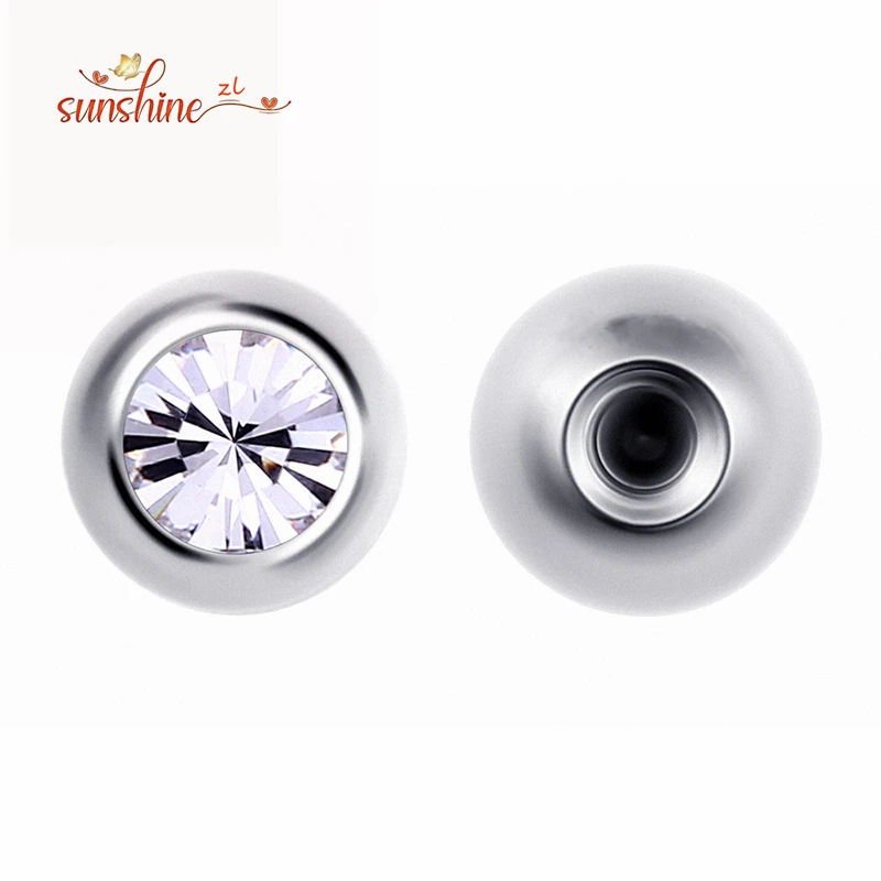 Titanium Replacement Spare Lip Tongue Ring Ear Balls with Cubic Zirconia Labret Barbell Bar Piercing 14g 16g 1.6mm 1.2mm 10pc with piercing jewelry body piercing jewelry body jewelry ear piercing jewelry body piercing earrings