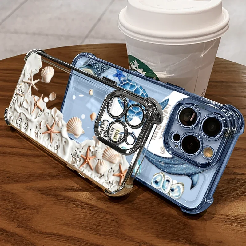 Cute Blue Ocean Animal Plating Phone Case Cover