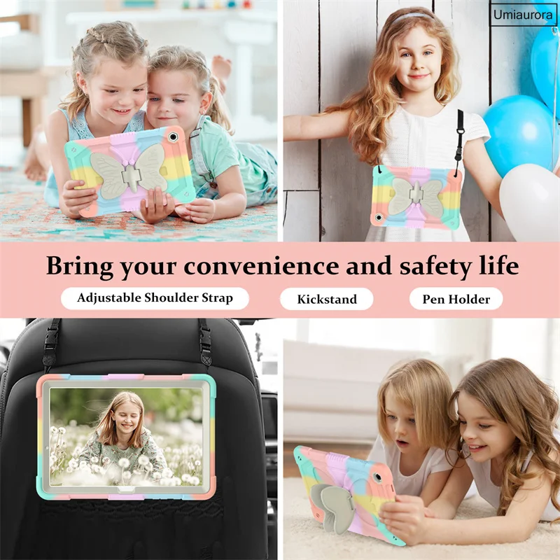 For Samsung Galaxy Tab A9 Plus 11 inch SM-X210 SM-X110 A7 Lite T220 A8 SM-X200 Tablet Case Butterfly Kickstand Shockproof Cover